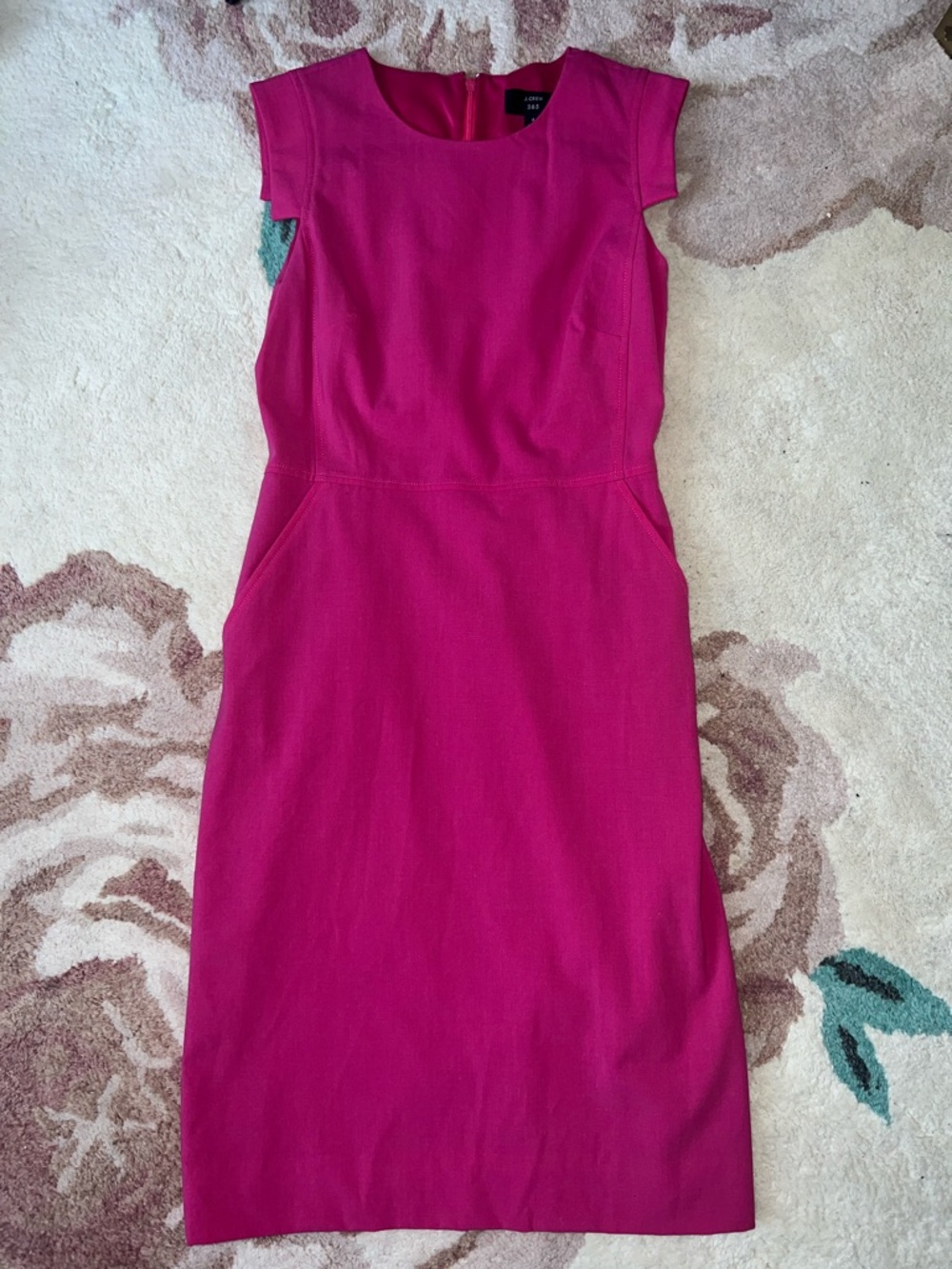 J. Crew Magenta Cap-Sleeve Midi Sheath Dress